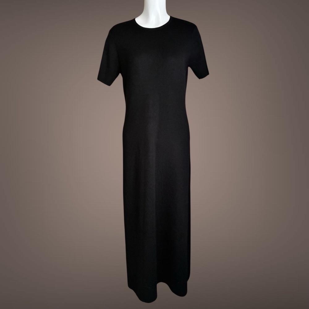 Vintage Women's Nina Charles for Kasper A.S.L Black Long Sweater Dress, Medium